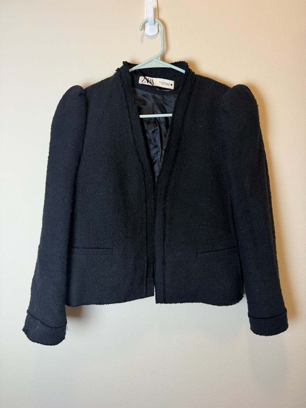Zara Black Tweed Jacket Size M